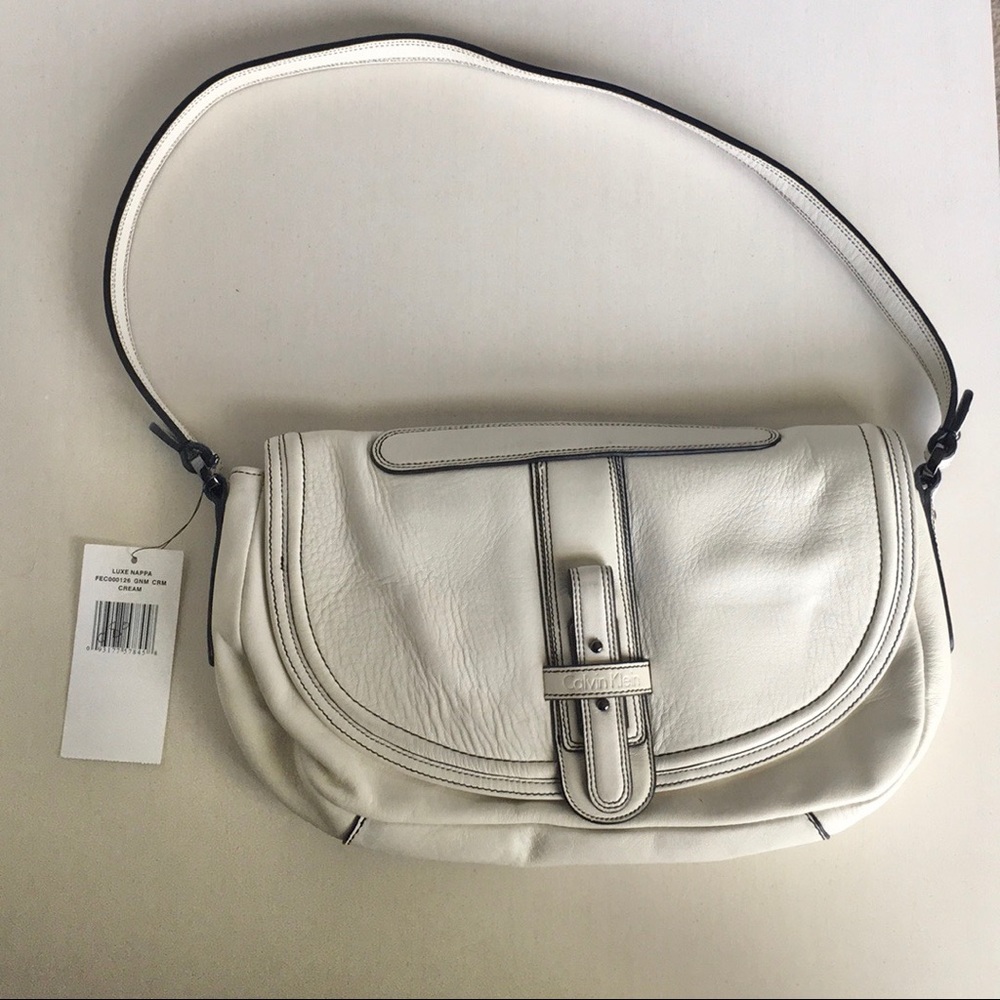 Calvin Klein | NWT Luxe Napa Cream Leather Purse